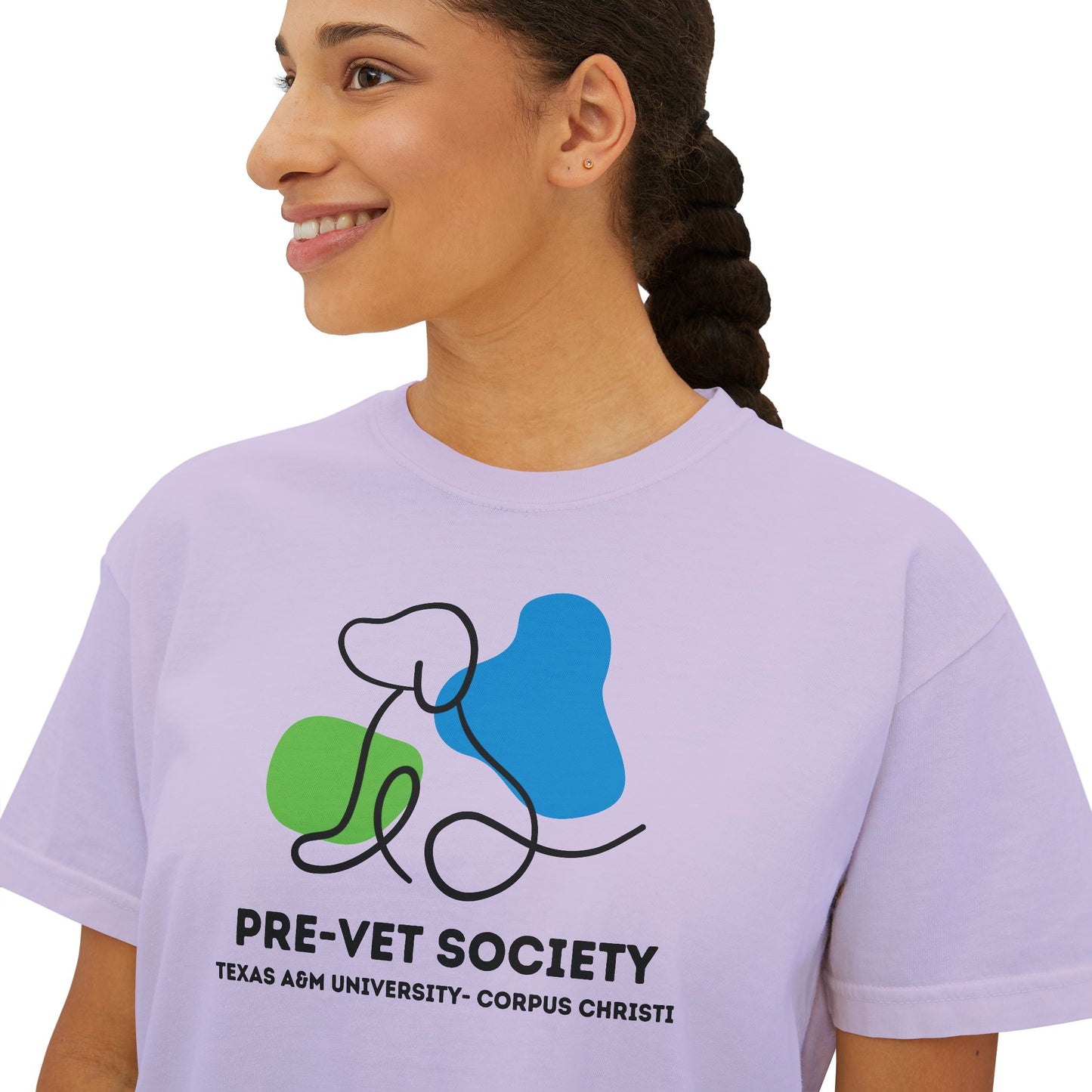 Pre-Vet Society Logo Comfort Colors Women's Crop Boxy Tee