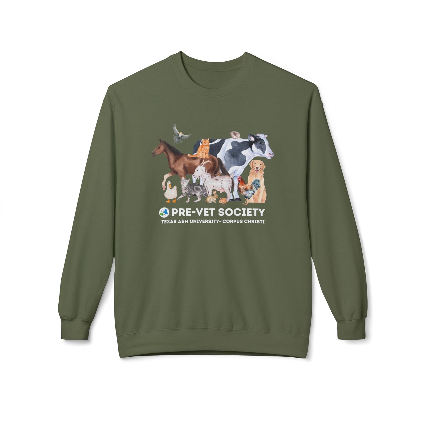 Pre-Vet Society Animal Watercolor Design Gildan Midweight Softstyle Fleece Crewneck Sweatshirt Unisex
