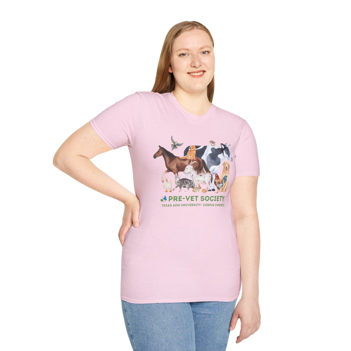 Pre-Vet Society Watercolor Animals Design Gildan Softstyle T-Shirt Unisex