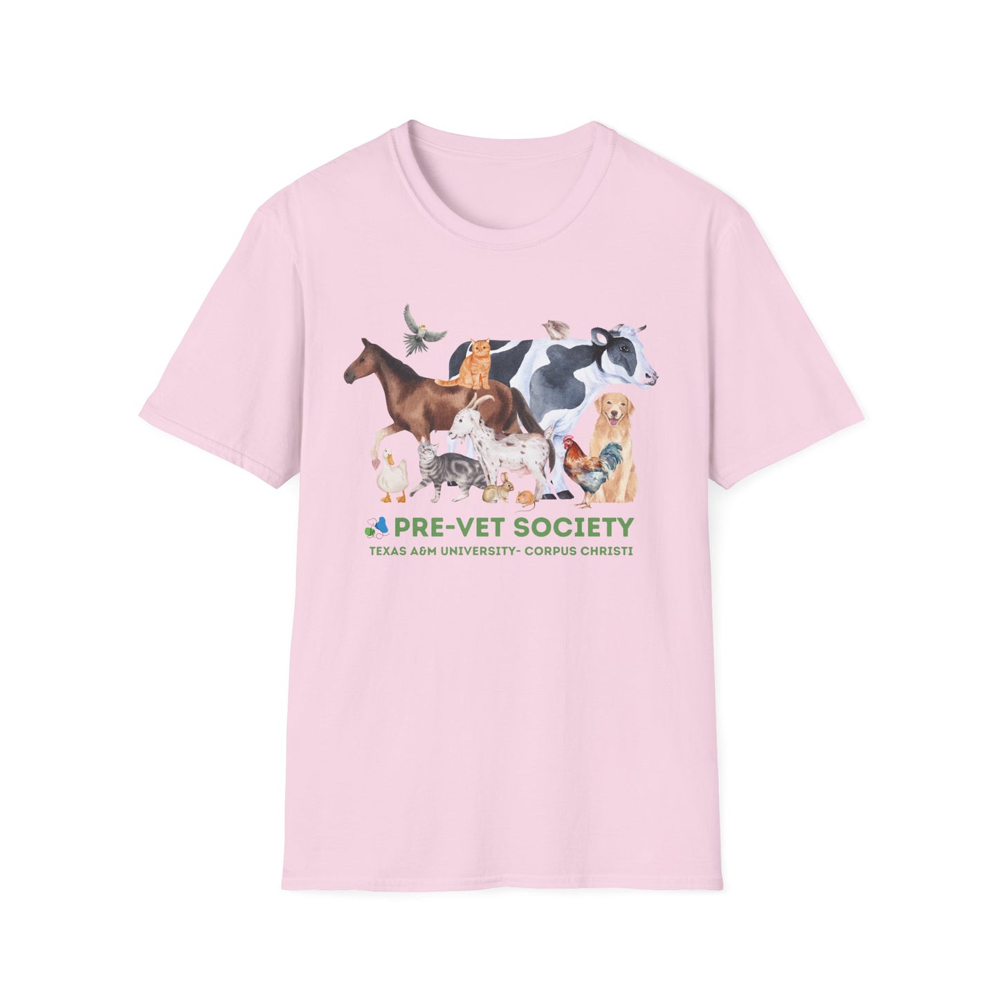 Pre-Vet Society Watercolor Animals Design Gildan Softstyle T-Shirt Unisex