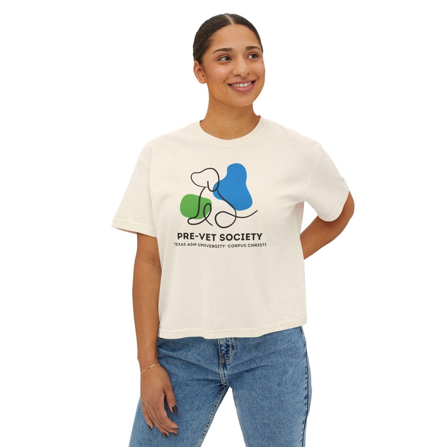 Pre-Vet Society Logo Comfort Colors Women's Crop Boxy Tee