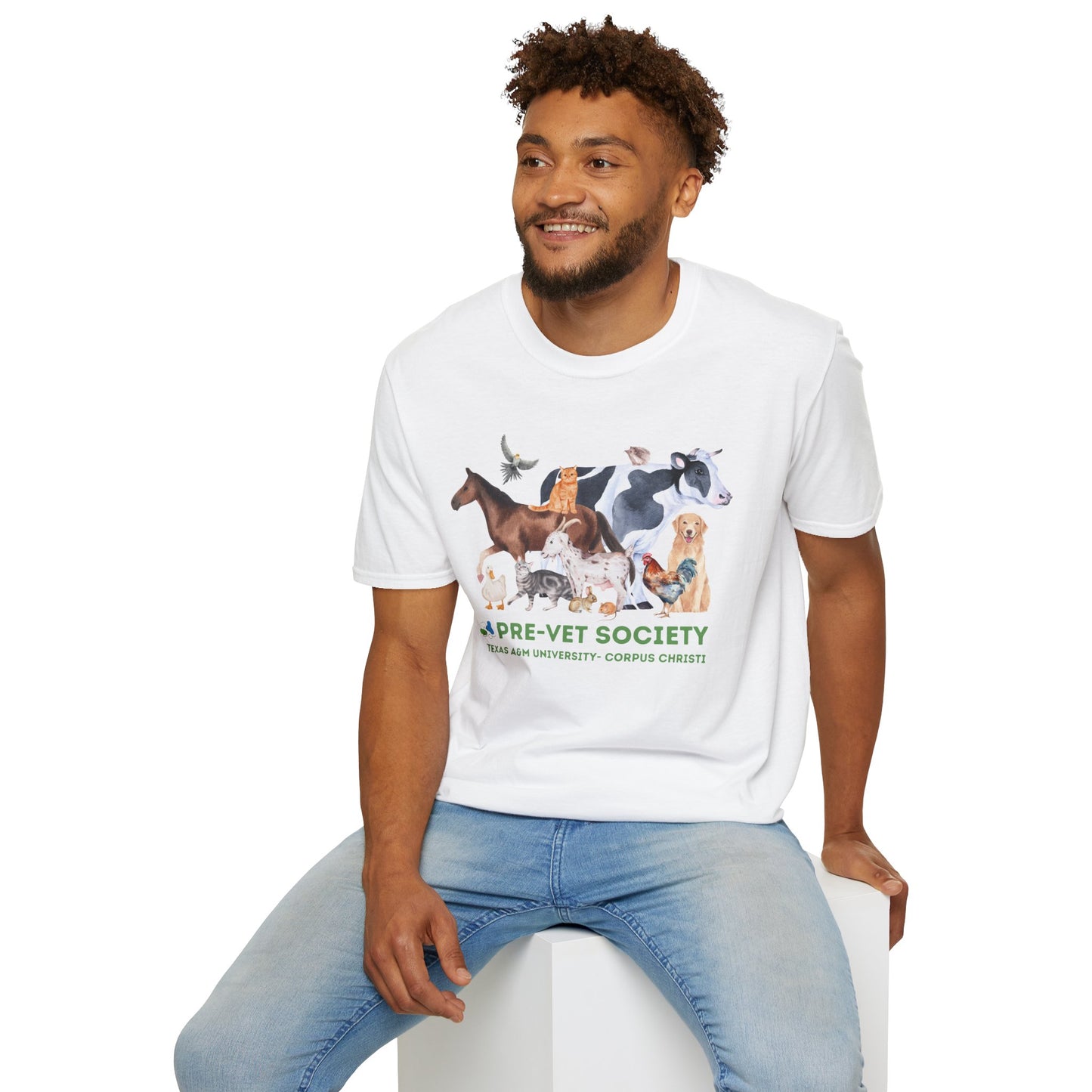 Pre-Vet Society Watercolor Animals Design Gildan Softstyle T-Shirt Unisex
