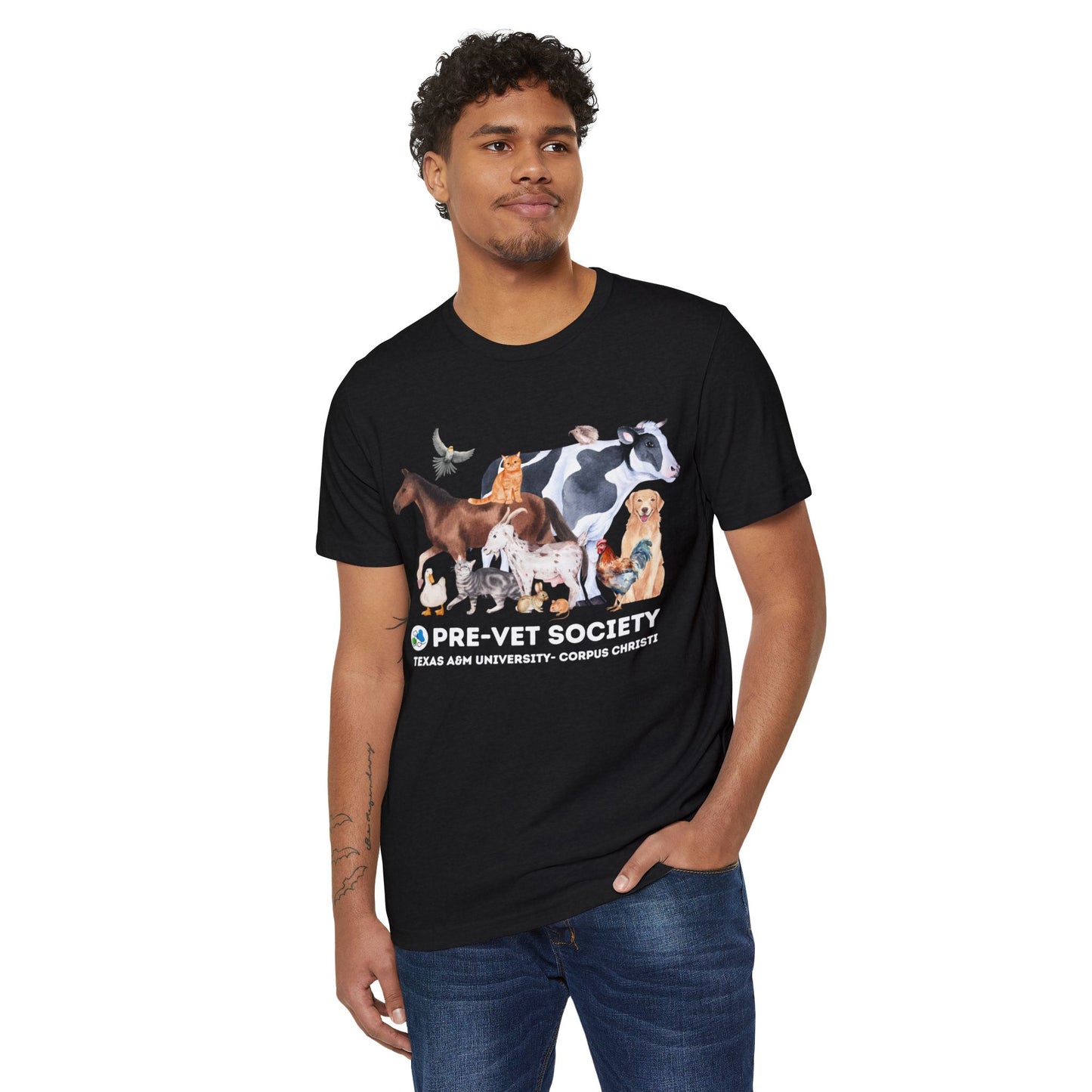 Pre-Vet Society Watercolor Animals Unisex Bella Canvas Recycled Organic T-Shirt
