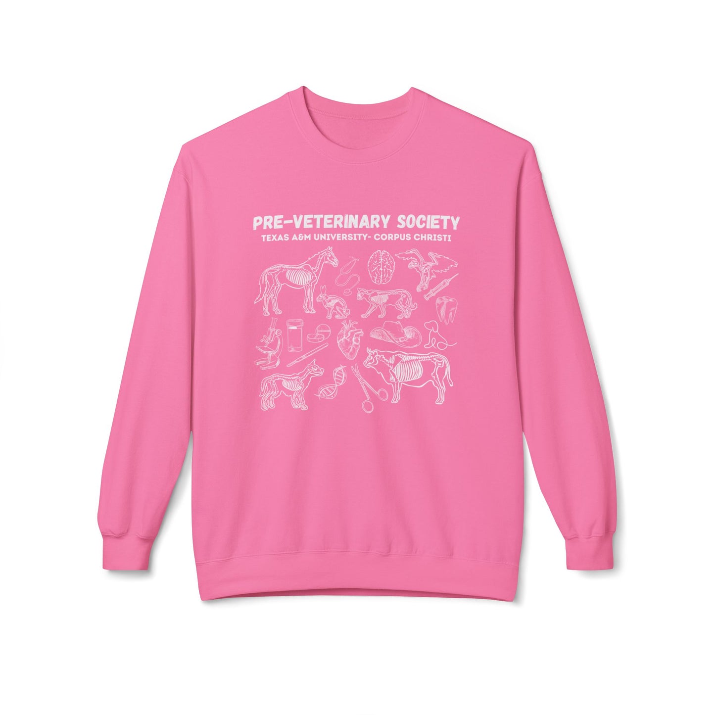 Pre-Vet Society Animal Anatomy Gildan Midweight Softstyle Fleece Crewneck Sweatshirt Unisex