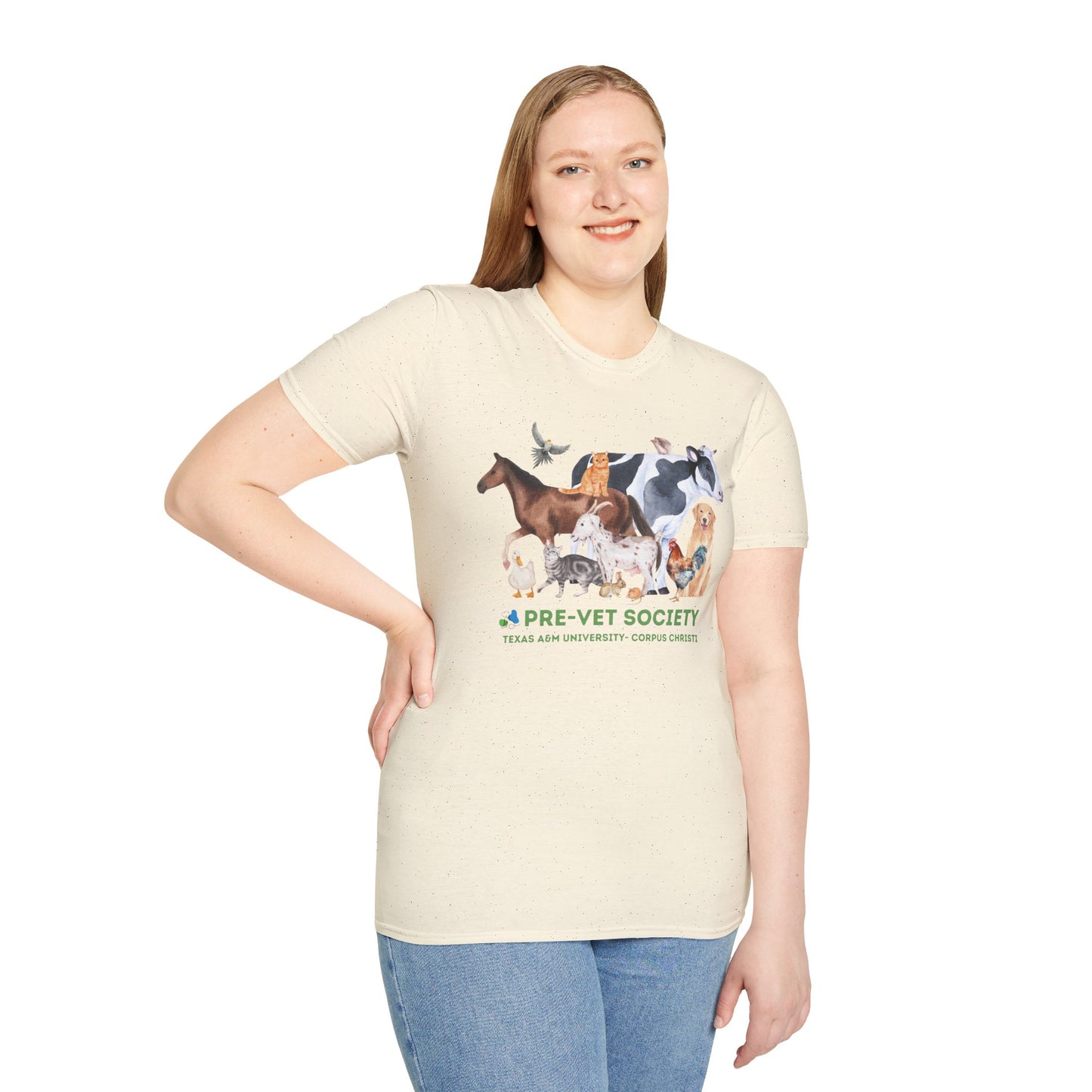 Pre-Vet Society Watercolor Animals Design Gildan Softstyle T-Shirt Unisex