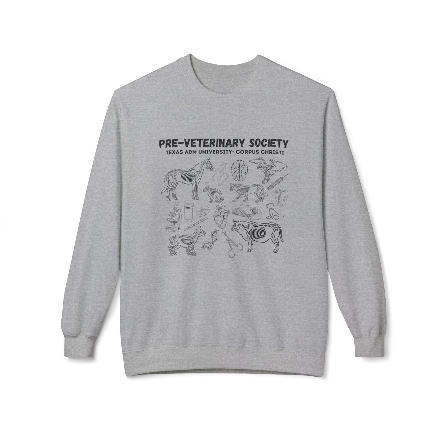 Pre-Vet Society Animal Anatomy Gildan Midweight Softstyle Fleece Crewneck Sweatshirt Unisex