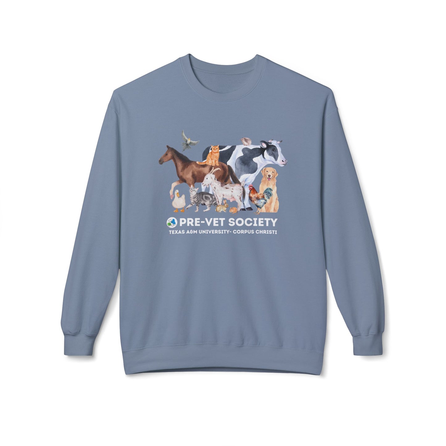 Pre-Vet Society Animal Watercolor Design Gildan Midweight Softstyle Fleece Crewneck Sweatshirt Unisex