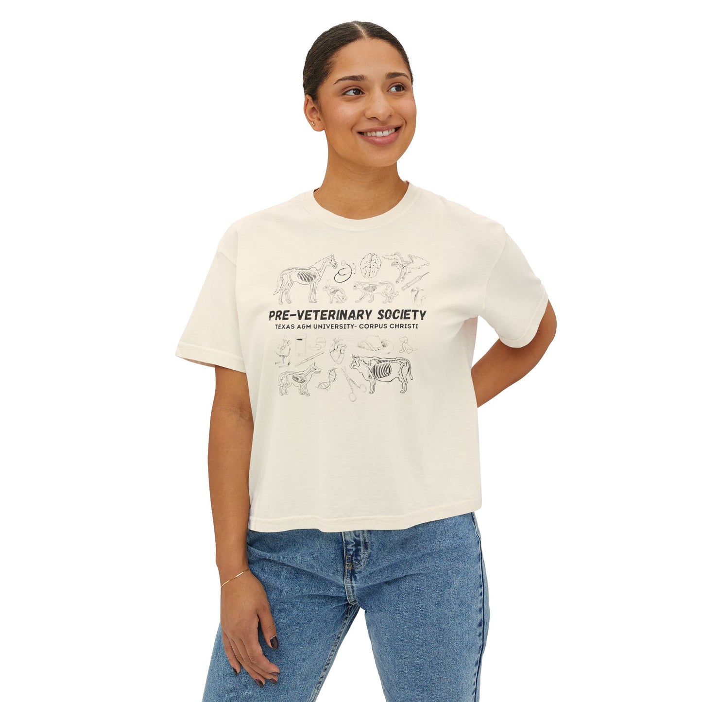 Pre-Vet Society Animal Anatomy Comfort Colors Women's Crop Boxy Tee