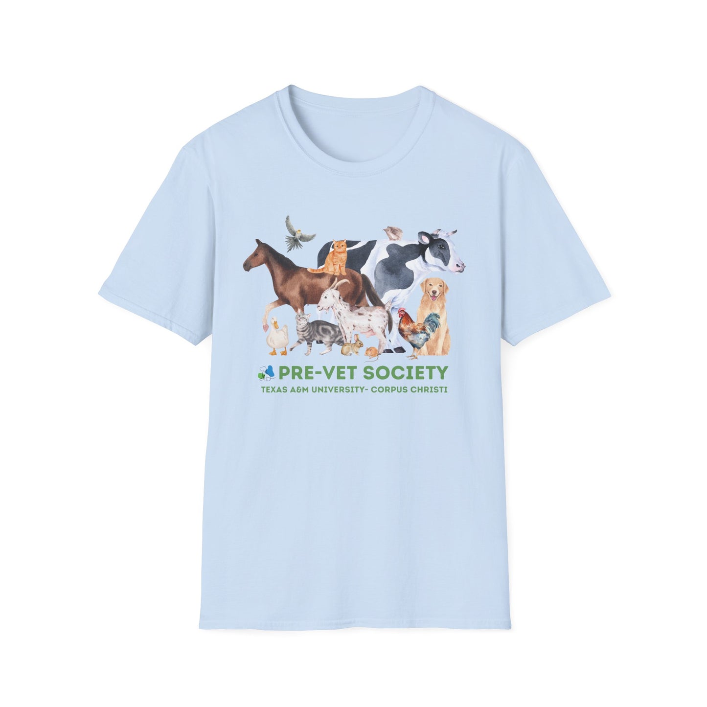 Pre-Vet Society Watercolor Animals Design Gildan Softstyle T-Shirt Unisex