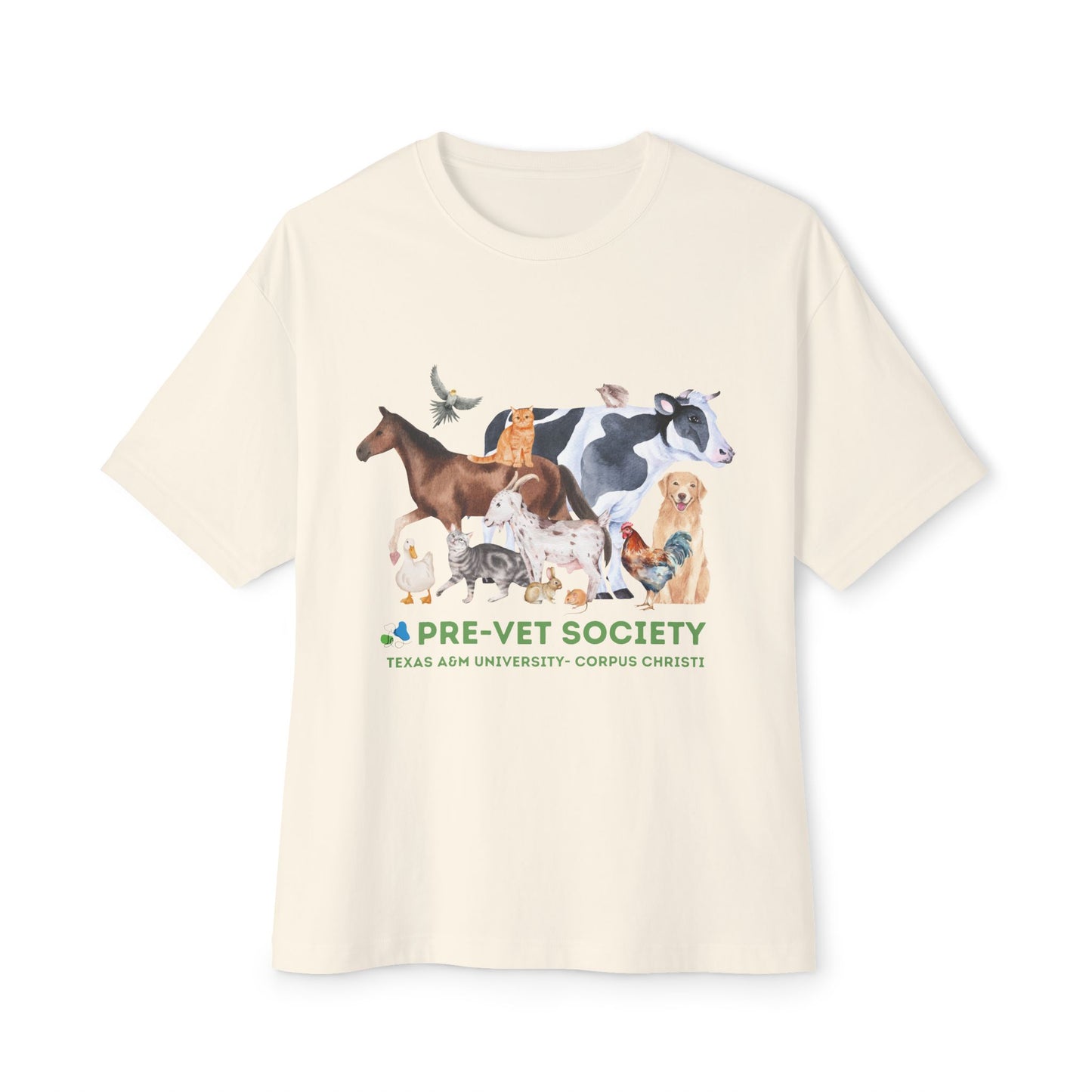 Pre-Vet Society Watercolor Animals Bella Canvas Oversized Boxy Tee Unisex