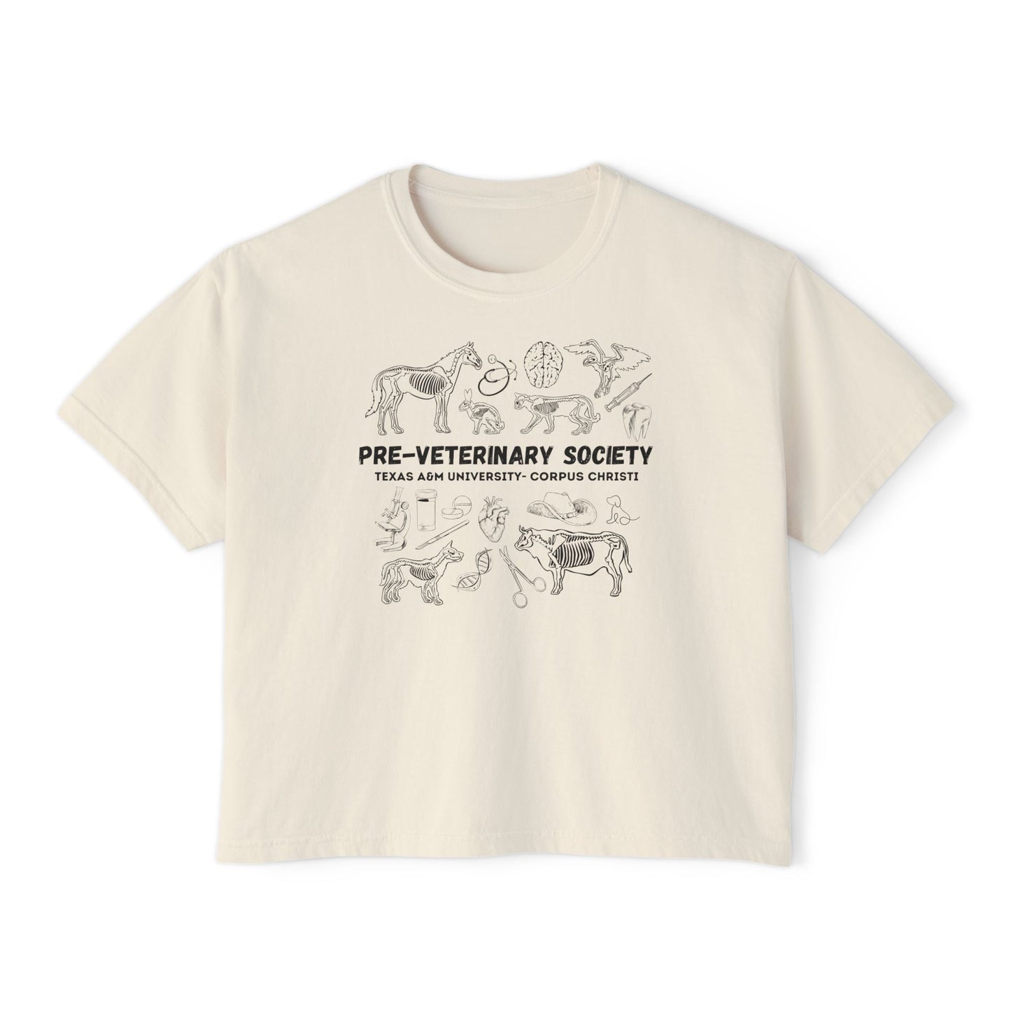 Pre-Vet Society Animal Anatomy Comfort Colors Women's Crop Boxy Tee