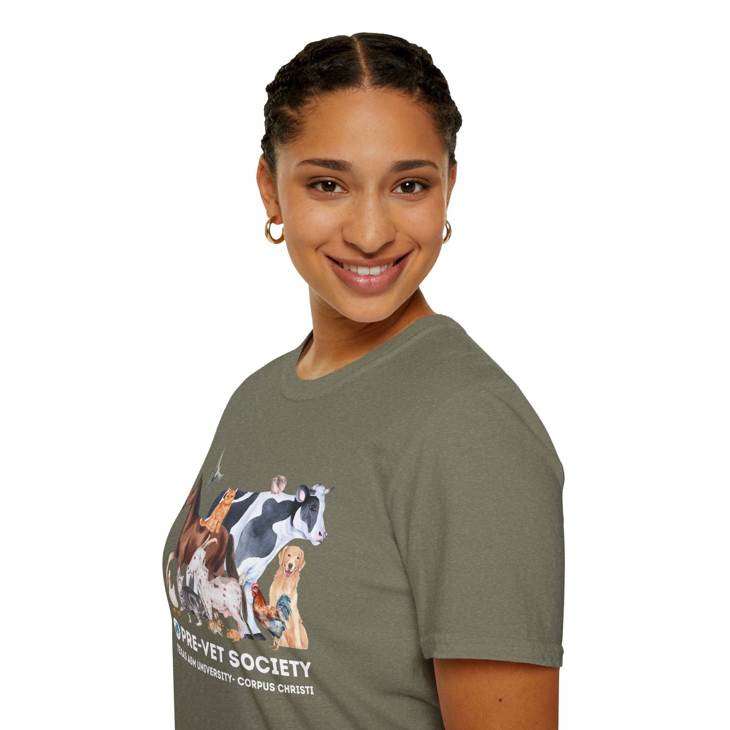 Pre-Vet Society Watercolor Animals Design Gildan Softstyle T-Shirt Unisex