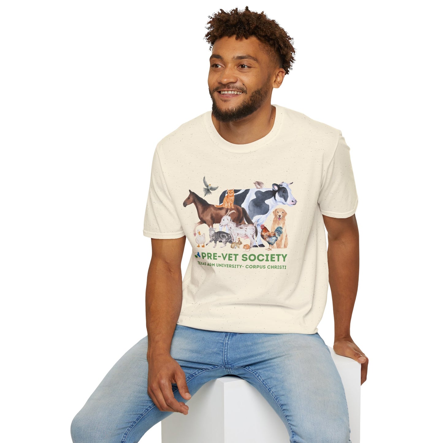 Pre-Vet Society Watercolor Animals Design Gildan Softstyle T-Shirt Unisex