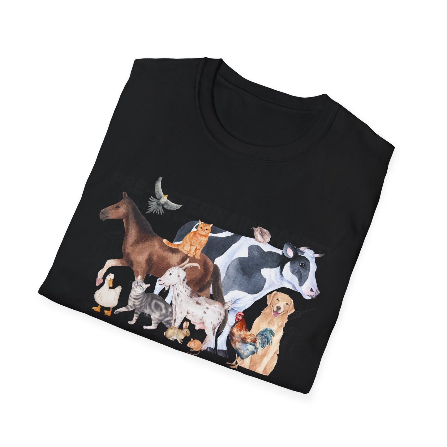 Pre-Vet Society Watercolor Animals Design Gildan Softstyle T-Shirt Unisex