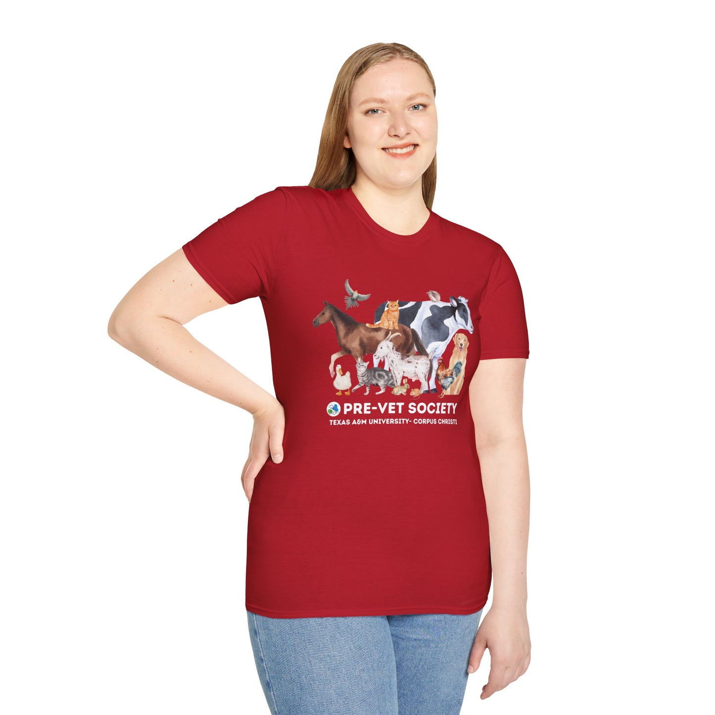 Pre-Vet Society Watercolor Animals Design Gildan Softstyle T-Shirt Unisex