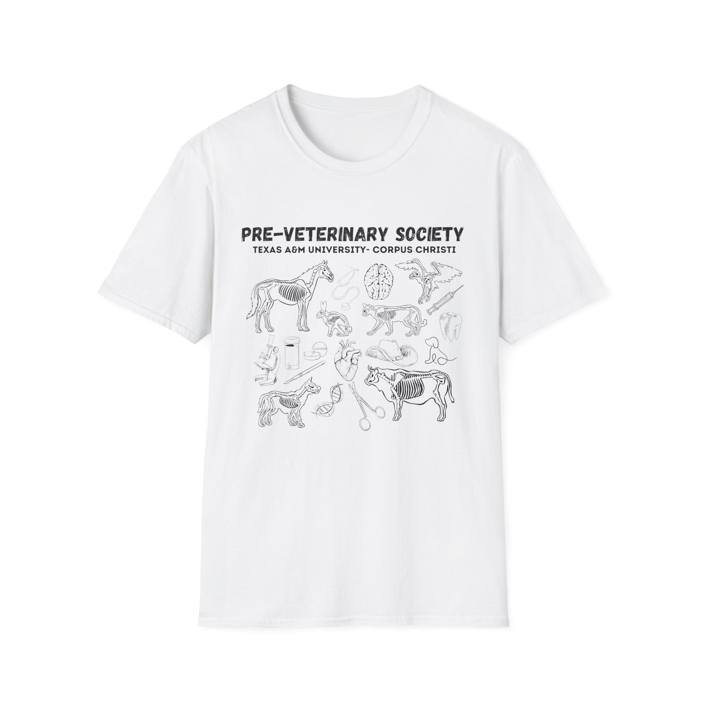 Pre-Vet Society Animal Anatomy Design Gildan Softstyle T-Shirt Unisex
