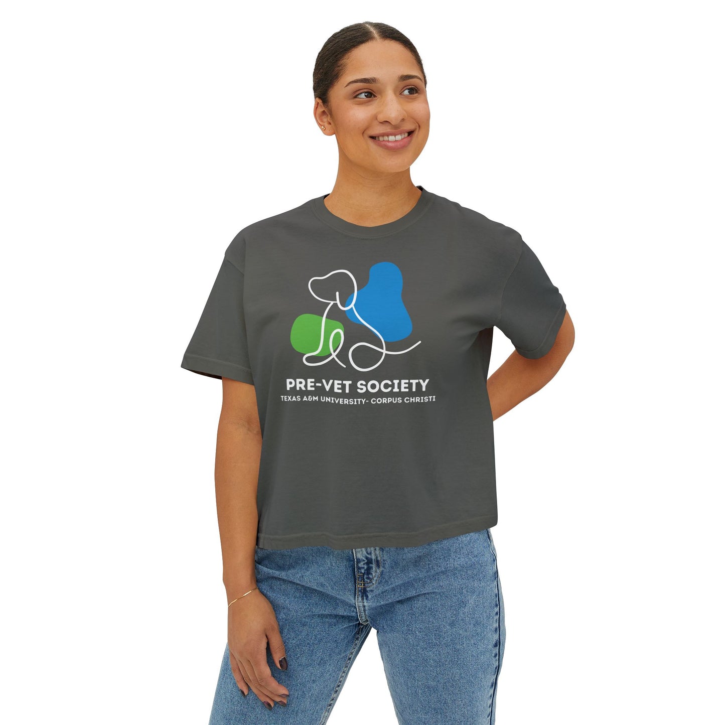 Pre-Vet Society Logo Comfort Colors Women's Crop Boxy Tee