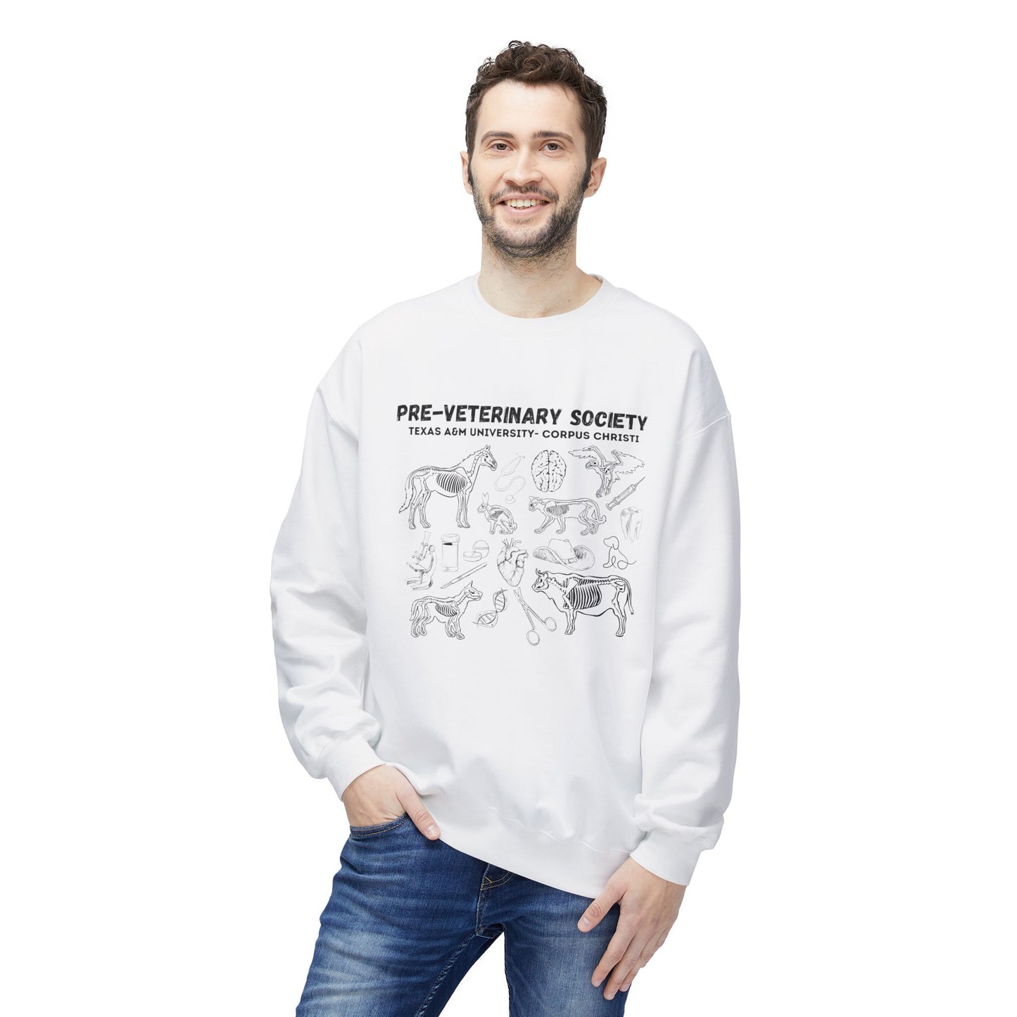 Pre-Vet Society Animal Anatomy Gildan Midweight Softstyle Fleece Crewneck Sweatshirt Unisex