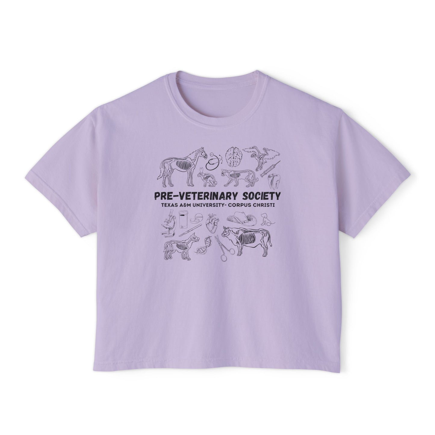 Pre-Vet Society Animal Anatomy Comfort Colors Women's Crop Boxy Tee