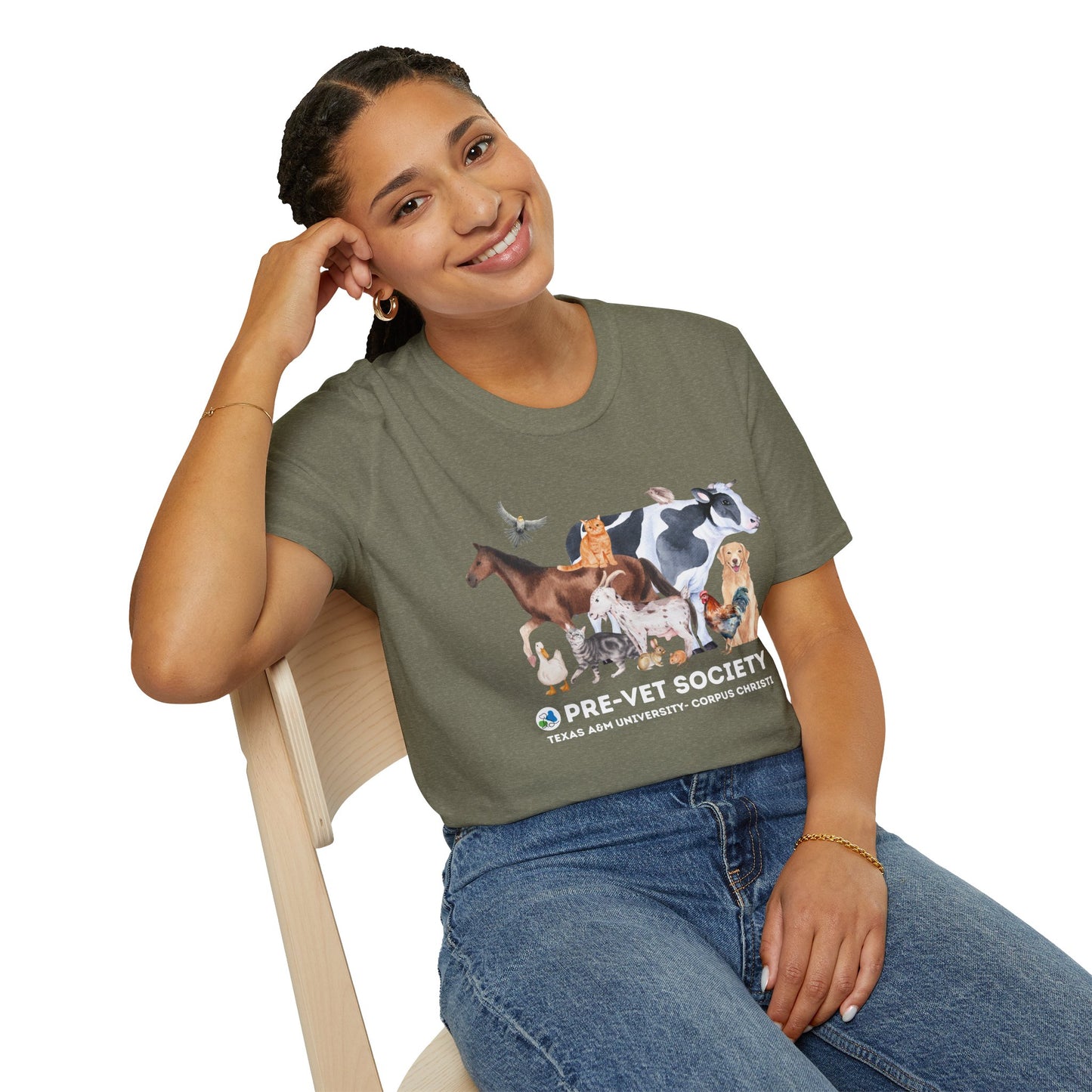 Pre-Vet Society Watercolor Animals Design Gildan Softstyle T-Shirt Unisex