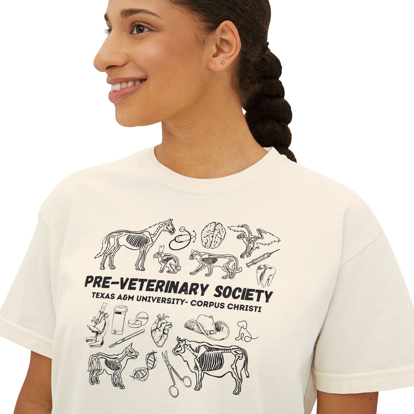 Pre-Vet Society Animal Anatomy Comfort Colors Women's Crop Boxy Tee