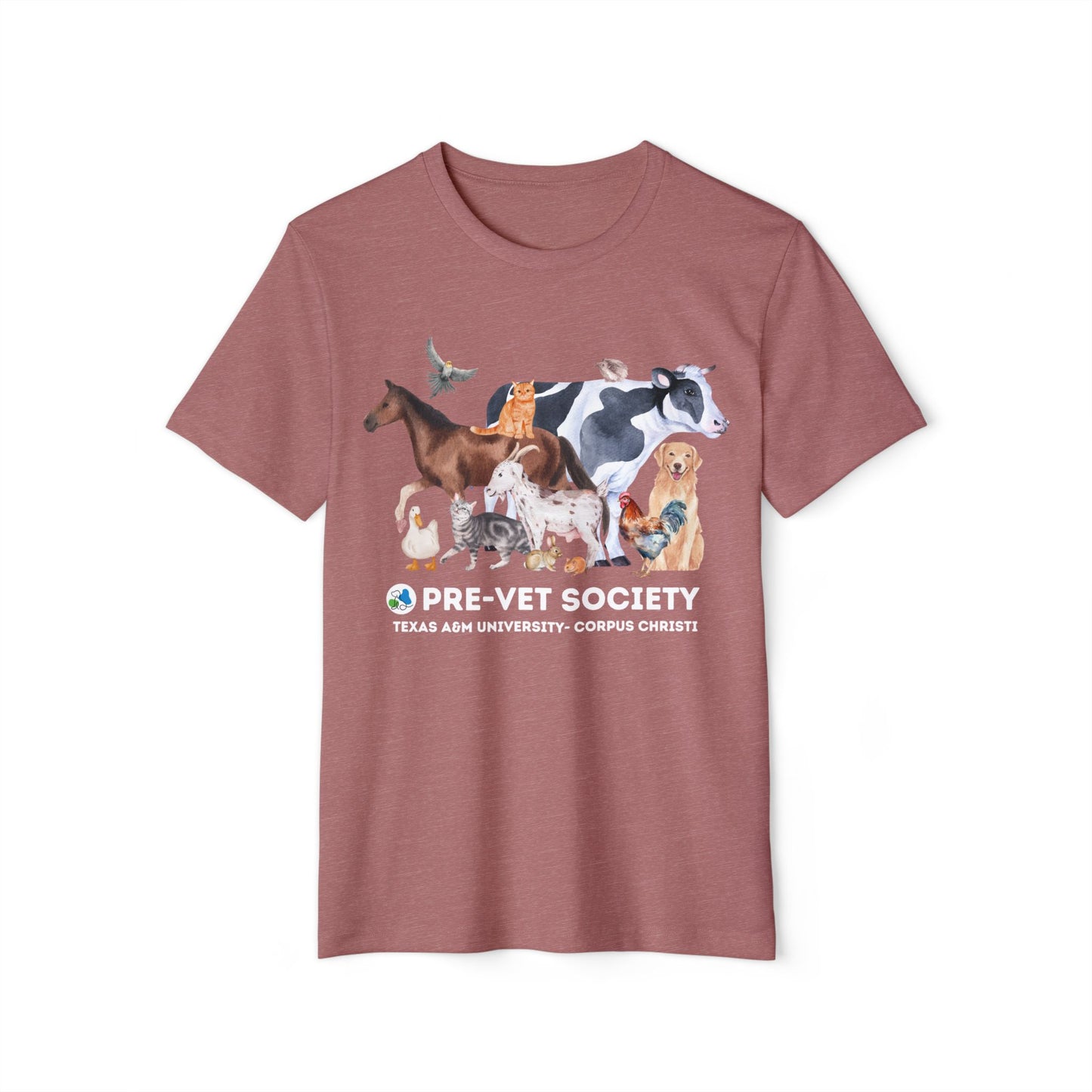 Pre-Vet Society Watercolor Animals Unisex Bella Canvas Recycled Organic T-Shirt