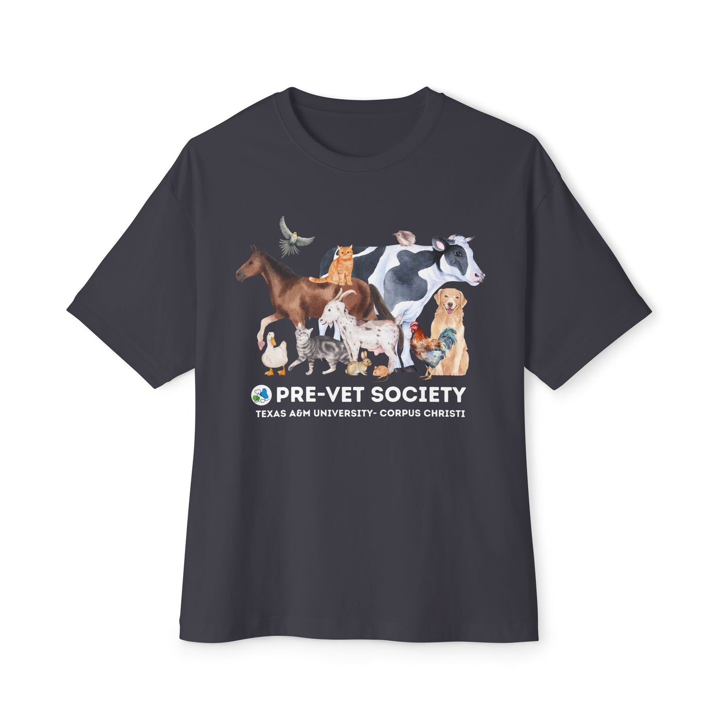 Pre-Vet Society Watercolor Animals Bella Canvas Oversized Boxy Tee Unisex