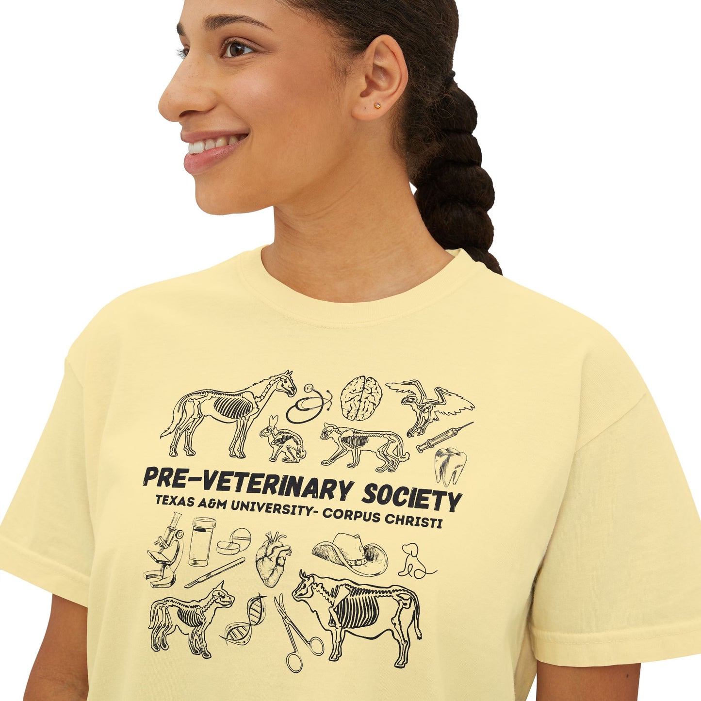 Pre-Vet Society Animal Anatomy Comfort Colors Women's Crop Boxy Tee