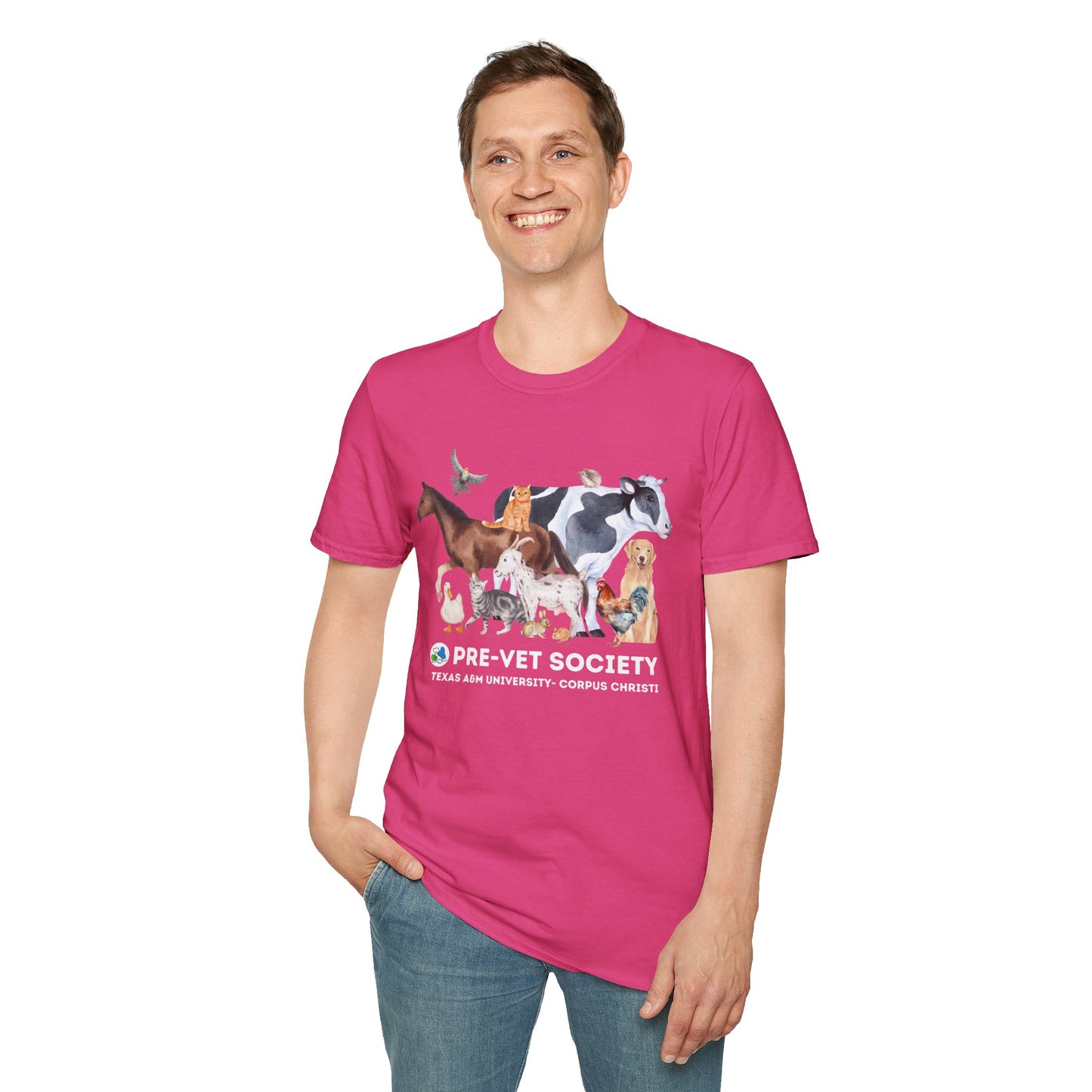 Pre-Vet Society Watercolor Animals Design Gildan Softstyle T-Shirt Unisex