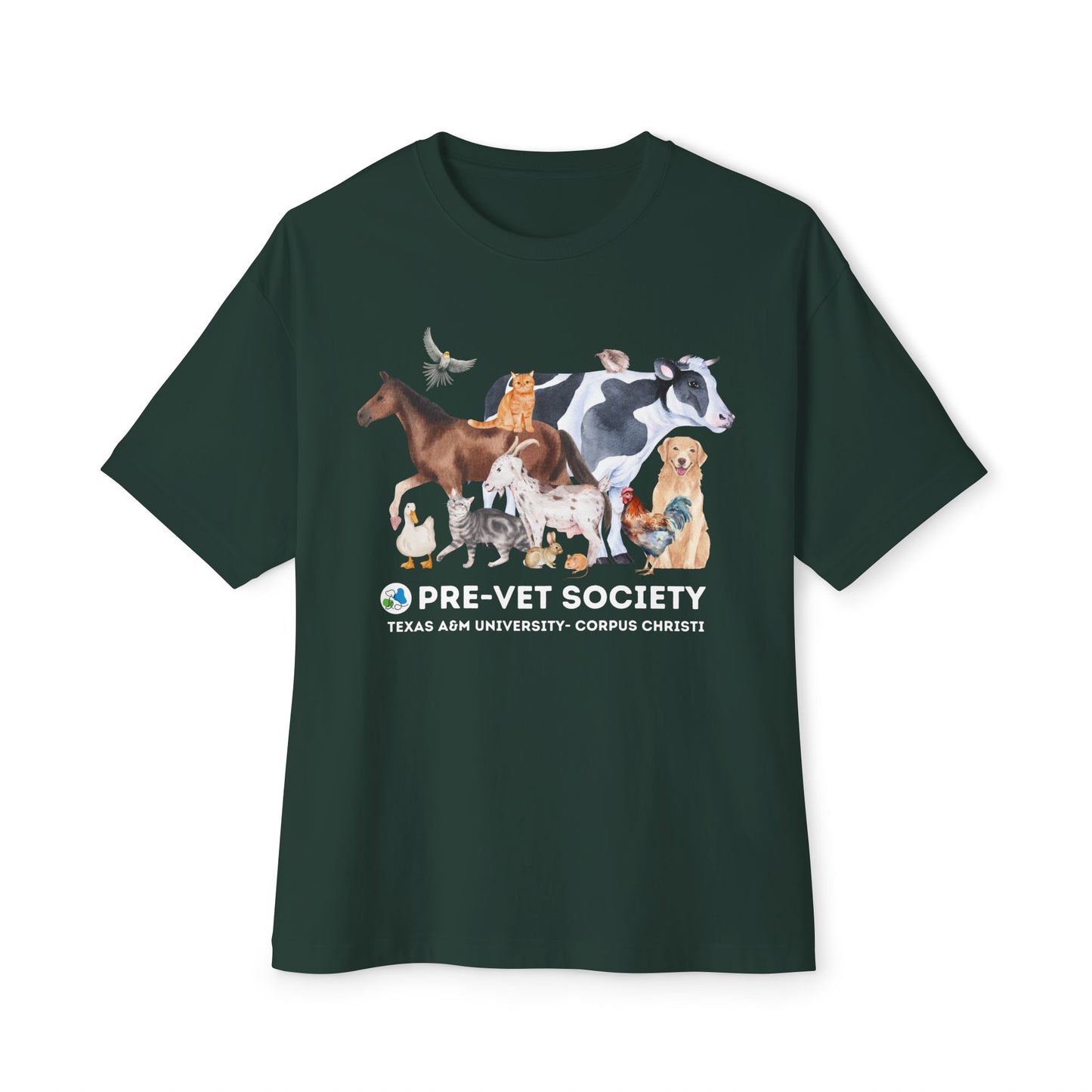 Pre-Vet Society Watercolor Animals Bella Canvas Oversized Boxy Tee Unisex