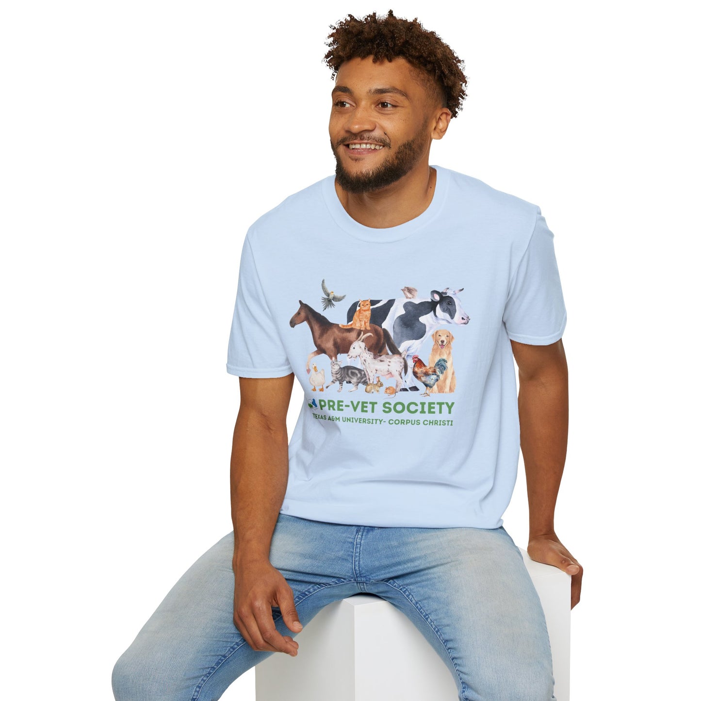 Pre-Vet Society Watercolor Animals Design Gildan Softstyle T-Shirt Unisex