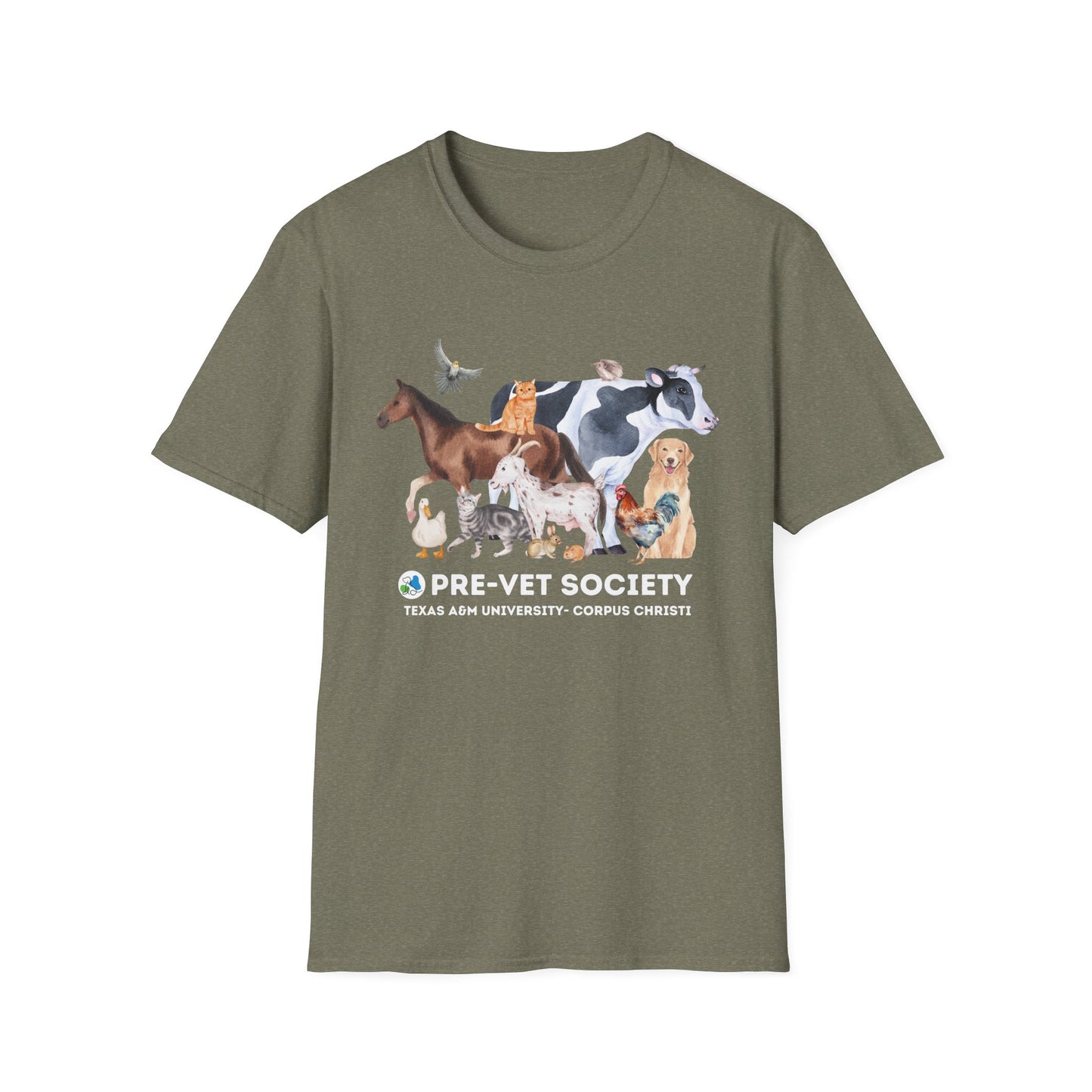 Pre-Vet Society Watercolor Animals Design Gildan Softstyle T-Shirt Unisex