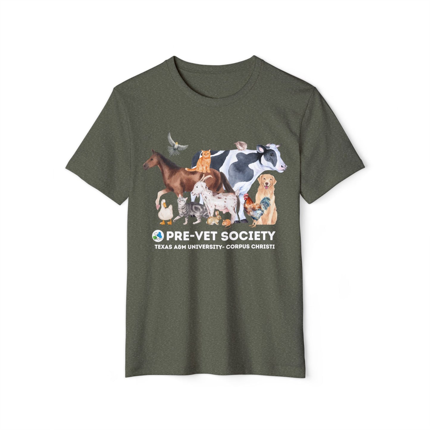 Pre-Vet Society Watercolor Animals Unisex Bella Canvas Recycled Organic T-Shirt