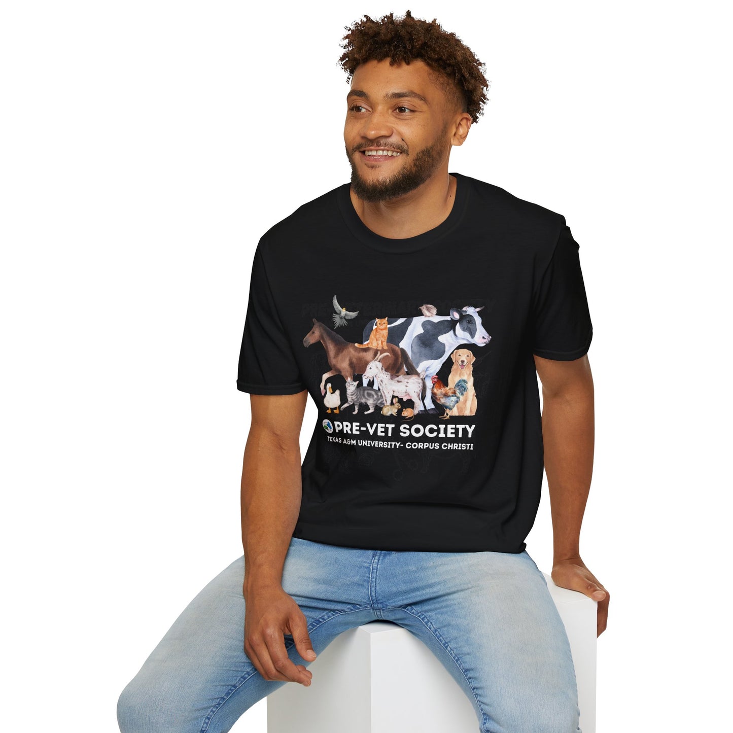 Pre-Vet Society Watercolor Animals Design Gildan Softstyle T-Shirt Unisex