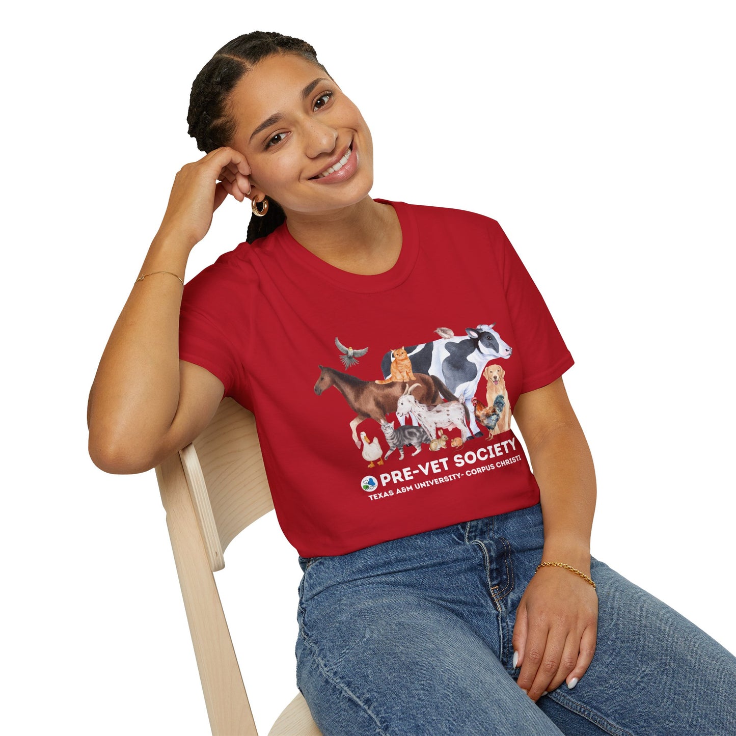 Pre-Vet Society Watercolor Animals Design Gildan Softstyle T-Shirt Unisex