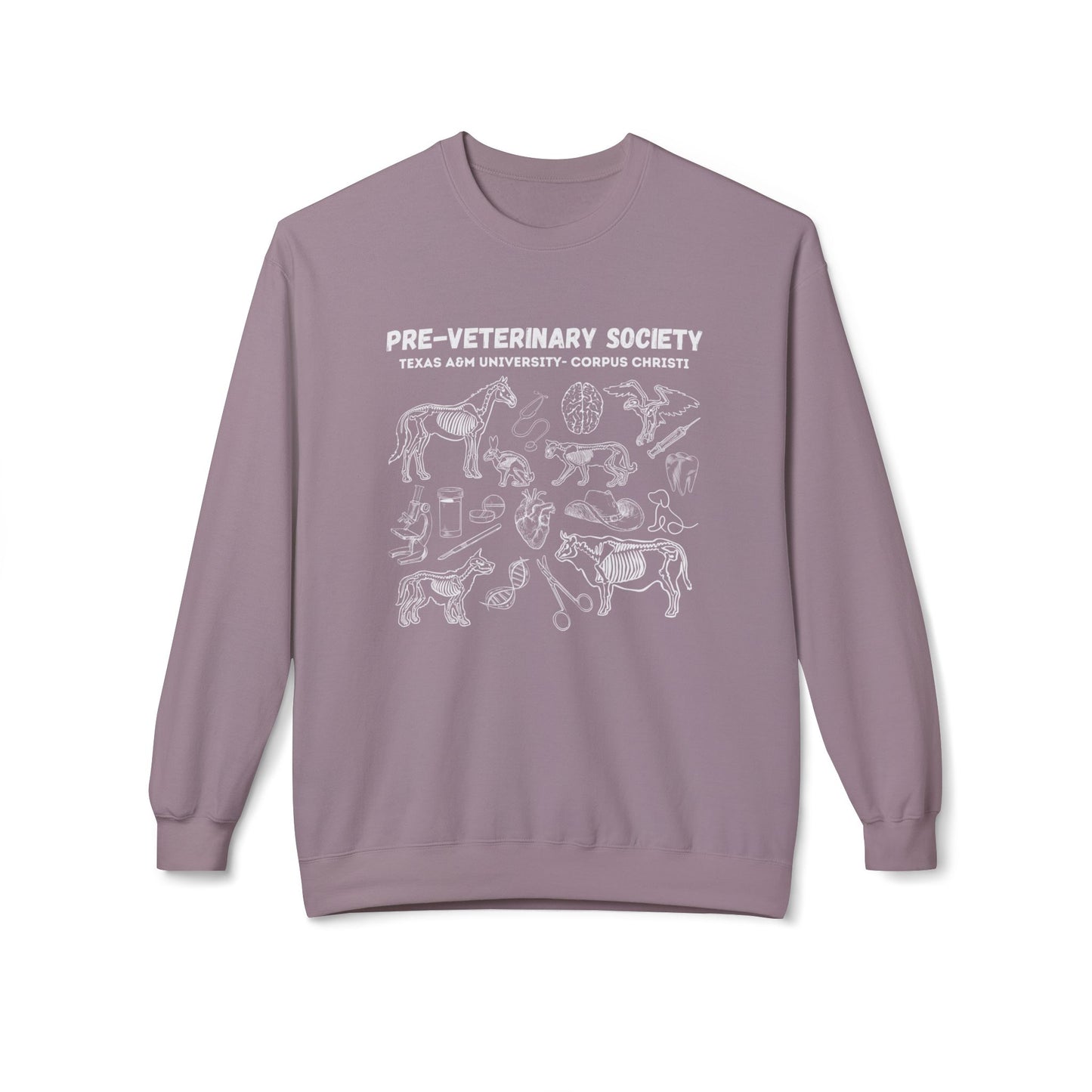 Pre-Vet Society Animal Anatomy Gildan Midweight Softstyle Fleece Crewneck Sweatshirt Unisex