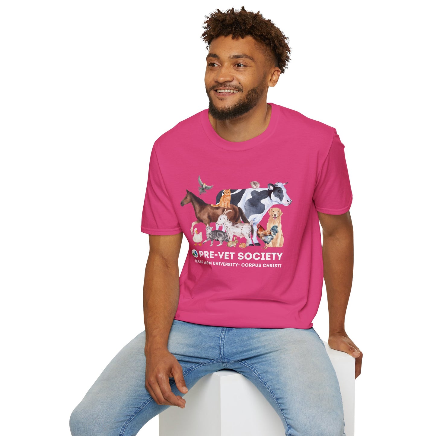 Pre-Vet Society Watercolor Animals Design Gildan Softstyle T-Shirt Unisex