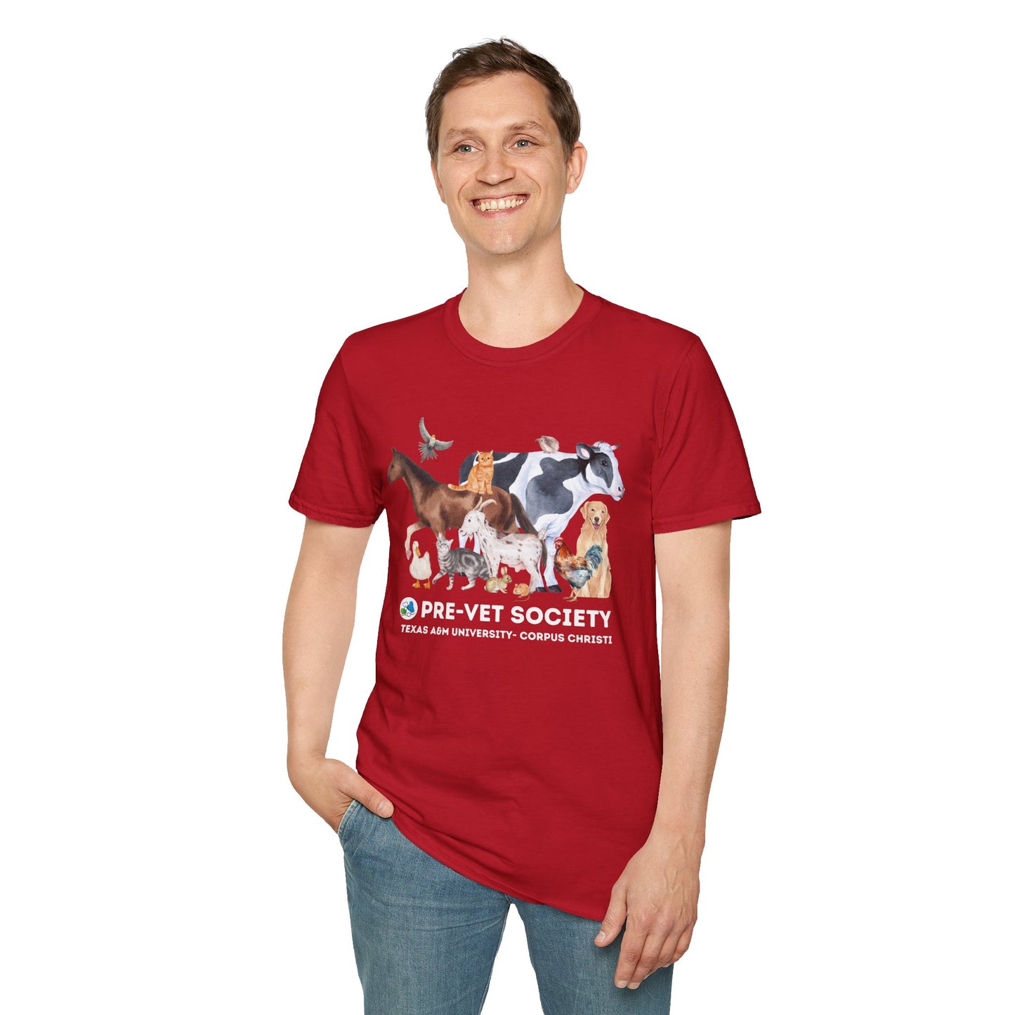 Pre-Vet Society Watercolor Animals Design Gildan Softstyle T-Shirt Unisex