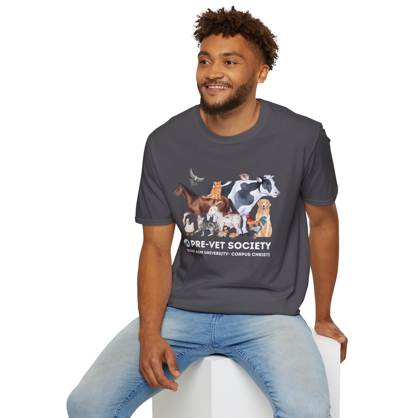 Pre-Vet Society Watercolor Animals Design Gildan Softstyle T-Shirt Unisex