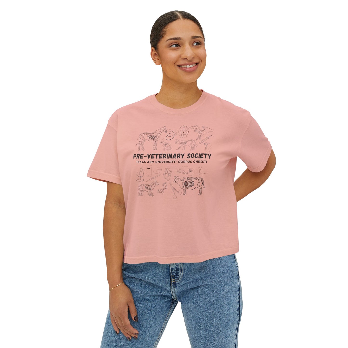 Pre-Vet Society Animal Anatomy Comfort Colors Women's Crop Boxy Tee