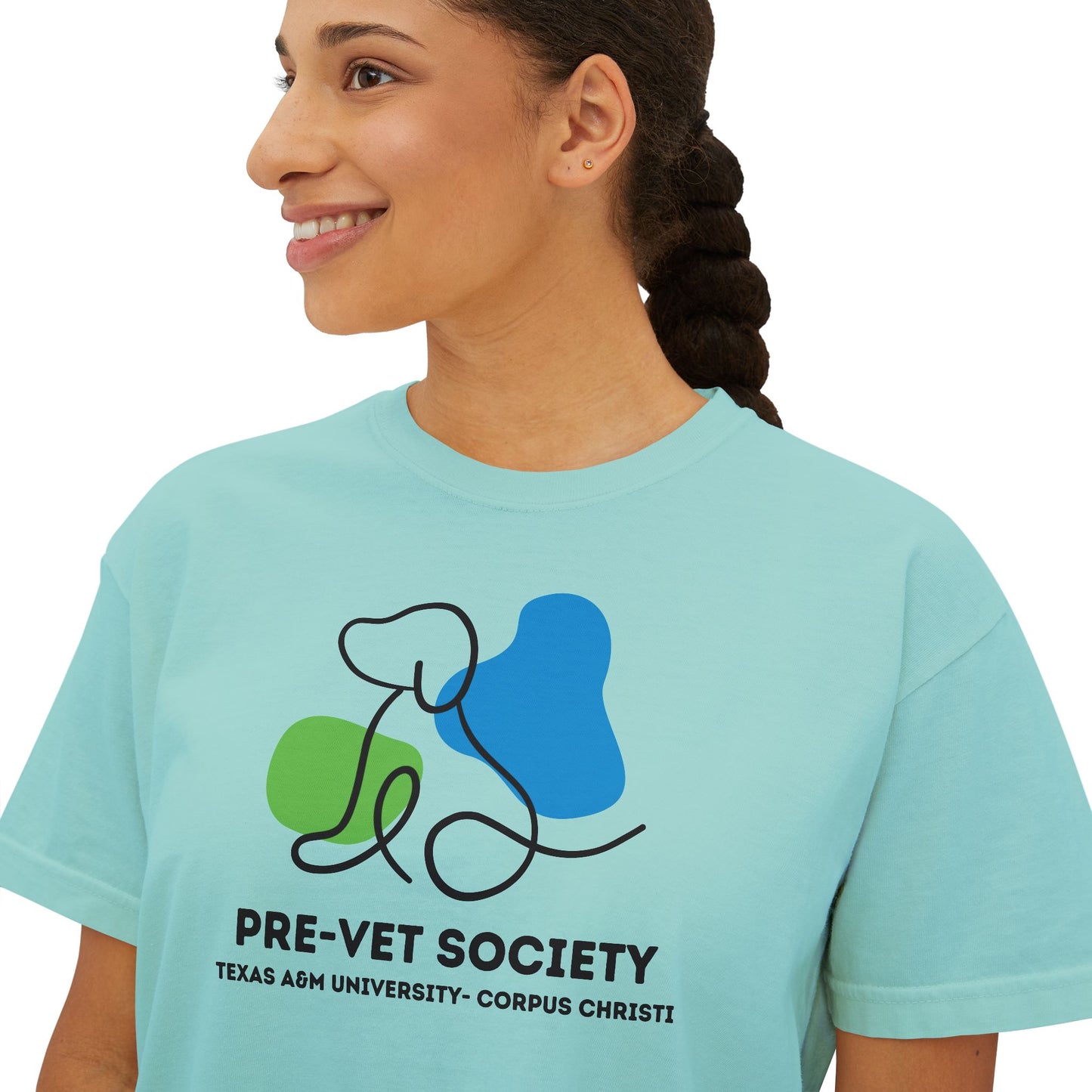 Pre-Vet Society Logo Comfort Colors Women's Crop Boxy Tee