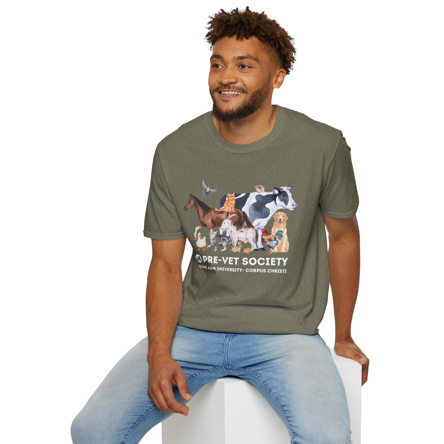 Pre-Vet Society Watercolor Animals Design Gildan Softstyle T-Shirt Unisex
