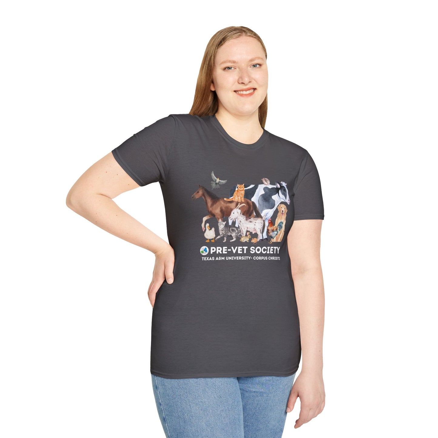 Pre-Vet Society Watercolor Animals Design Gildan Softstyle T-Shirt Unisex