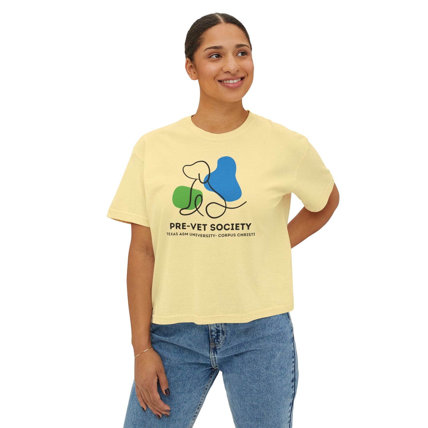 Pre-Vet Society Logo Comfort Colors Women's Crop Boxy Tee