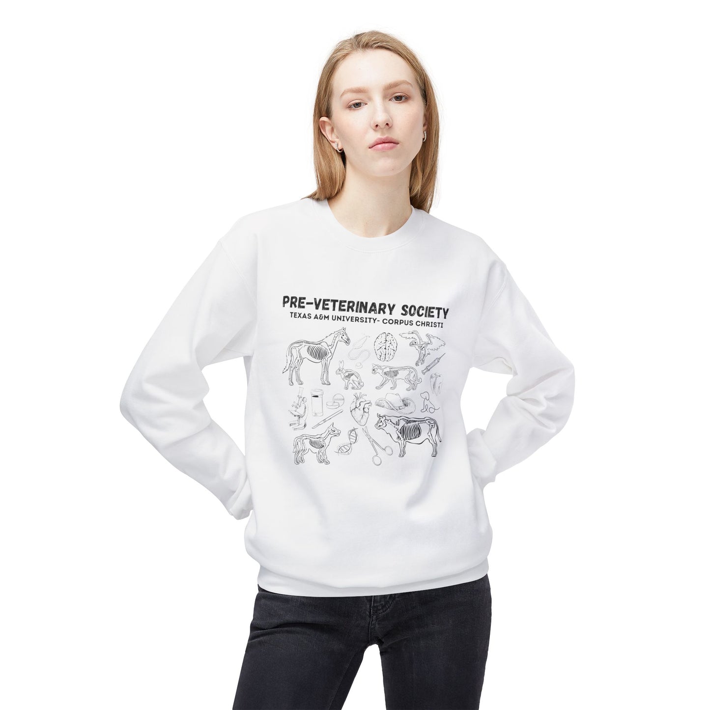 Pre-Vet Society Animal Anatomy Gildan Midweight Softstyle Fleece Crewneck Sweatshirt Unisex