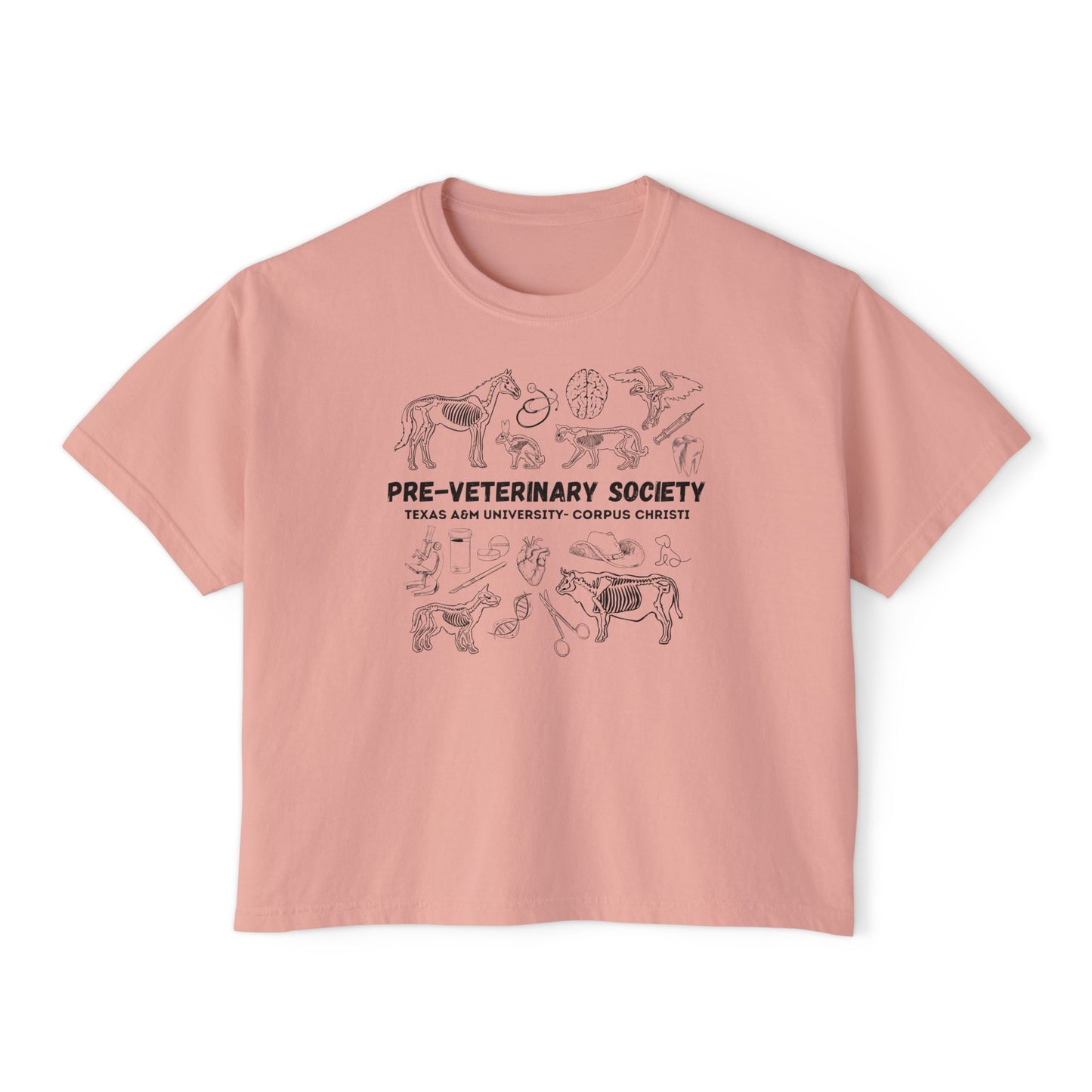 Pre-Vet Society Animal Anatomy Comfort Colors Women's Crop Boxy Tee
