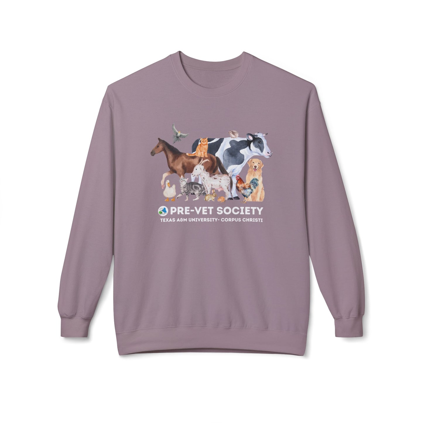 Pre-Vet Society Animal Watercolor Design Gildan Midweight Softstyle Fleece Crewneck Sweatshirt Unisex