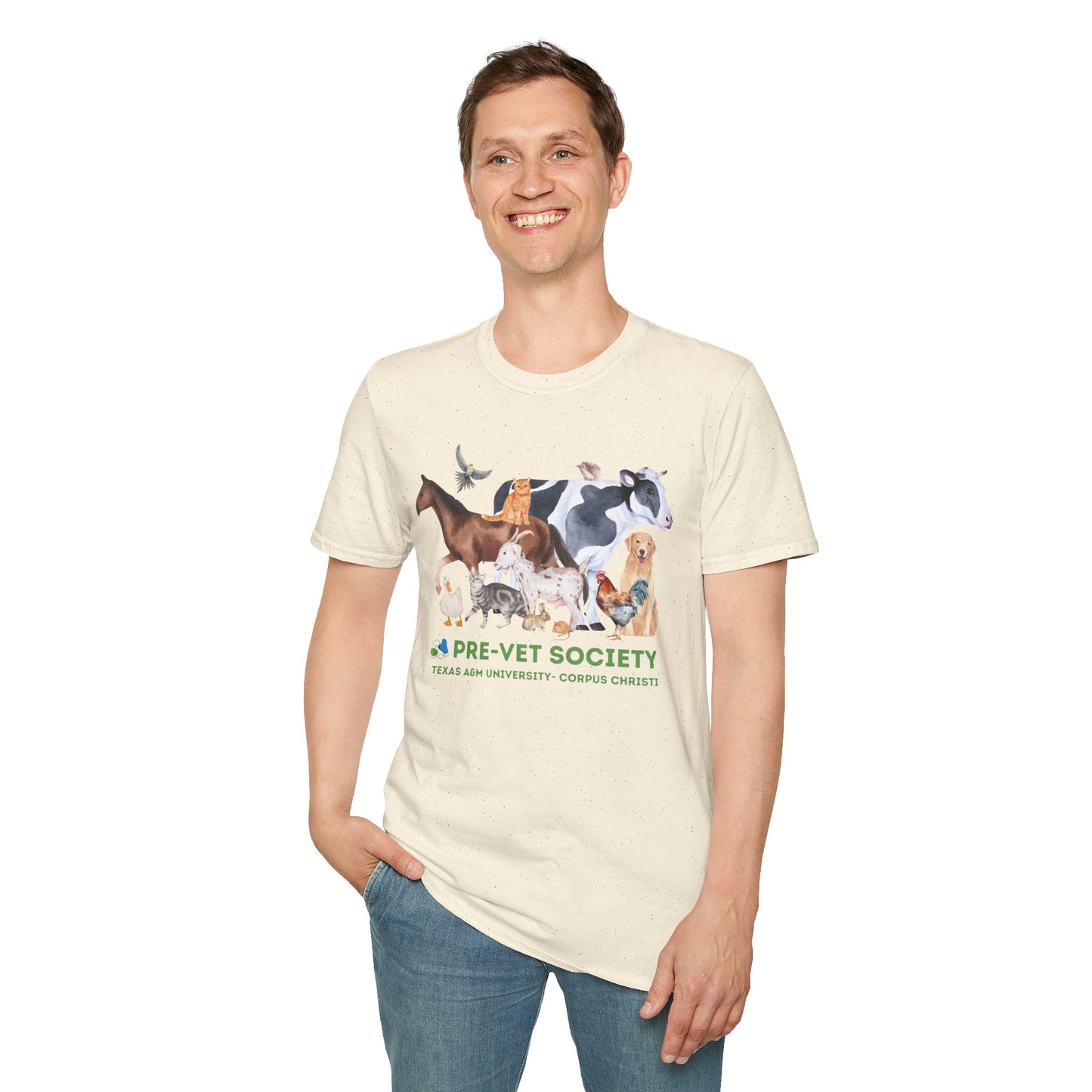 Pre-Vet Society Watercolor Animals Design Gildan Softstyle T-Shirt Unisex