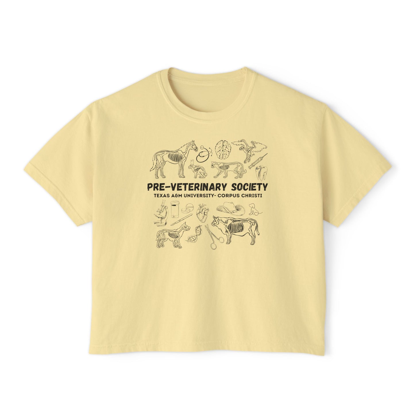 Pre-Vet Society Animal Anatomy Comfort Colors Women's Crop Boxy Tee