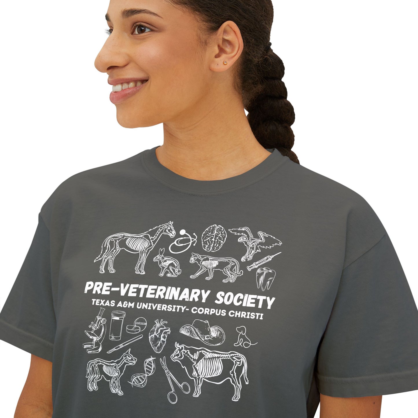 Pre-Vet Society Animal Anatomy Comfort Colors Women's Crop Boxy Tee
